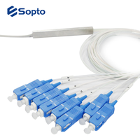Sopto Fiber Splitter PLC 1*2 1*8 1*16 1*32 untuk G.657.A1 0.9mm SC/UPC konektor 1M pemisah optik tabung baja
