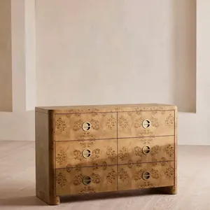 Designer Modern Style <strong>Pine</strong> Wood Luxury <strong>Sideboard</strong> Stainless Steel Handles Adjustable Storage Cabinet for Hotel Villa Living Room - Product Image 3