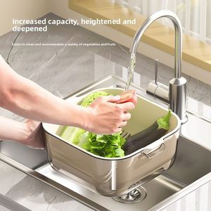 Égouttoir de cuisine double couche multifonctionnel, style Instagram, grande capacité, pour légumes et fruits, design esthétique - Product Image 4
