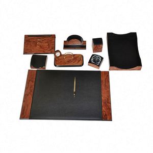 Juego de Escritorio de Cuero y Madera, Organizador de Oficina y Accesorios, Organizadores de Escritorio Elegantes, Suministros de Oficina - Product Image 2