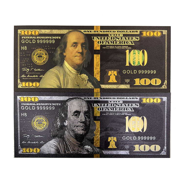 金箔紙幣USD 100ドル紙幣記念ドル銀紙幣ブラックコレクション