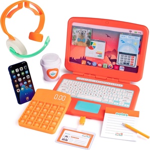Tücher-Spielzeug-Office-Satz, pädagogische Laptop-Spielzeuge für Kinder mit Telefon mit LED-Leuchte und Ton, Taschenrechner Pop-It und Headset - Product Image 1