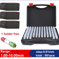 Jeu de jauges à goupilles en acier de précision, plage 1-10 mm, pas 0,01 mm, 901 pièces/ensemble, jauges de calibrage lisses pour l'inspection en menuiserie