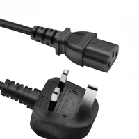 Kabel Daya UK untuk Ketel 1.2M 13A dengan Sekring, Steker UK BS 1363 ke Kabel Charger Laptop IEC C13 Sudut Kanan, Tugas Berat 16AWG 1.0mm2