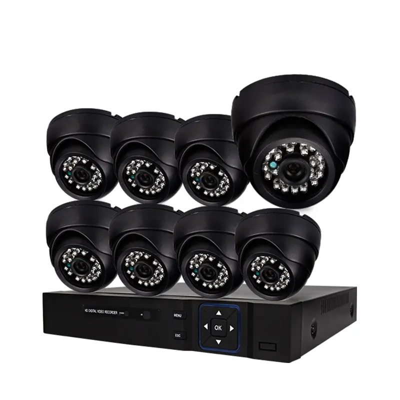 घर गुंबद 8 चैनल AHD कैमरों वीडियो निगरानी पूर्ण HD 4K 8CH DVR सीसीटीवी कैमरा DVR प्रणाली