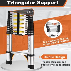 Échelle télescopique en aluminium robuste et légère, outils utilitaires <span class=keywords><strong>pour</strong></span> les travaux en extérieur, stabilisateurs, échelle pliable, outil utile - Product Image 4