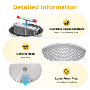 Presse extracteur de miel manuelle en acier inoxydable 13L nouvelle condition outil d'apiculture pour presser le jus de raisin et filtre à miel - Product Image 6