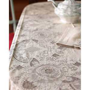 Mantel de Lino Color Marfil con Bordado Calado Gris, Diseño Rectangular de Satén Sin Arrugas, para Sala de Estar, Comedor, Ideal para Hoteles - Product Image 3