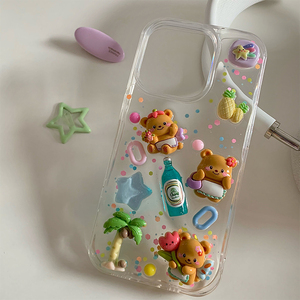 Long Lanh Gấu Dứa Cây Cọ Sao Trường Hợp Đối Với <span class=keywords><strong>iPhone</strong></span> 17 Pro Max 15 Cộng Với 13 12 11 Tương Thích Tecno Chất Liệu Bảo Vệ - Product Image 3