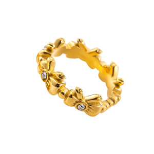 แหวนผู้หญิงสไตล์ฝรั่งเศสประดับเพชรชุบทองสำหรับงานปาร์ตี้ - Product Image 5