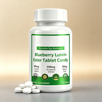 Tablet Lutein Ester Blueberry Potensi Tinggi dengan Vitamin C, Dukungan Penglihatan, Permen Kompres 60 Buah