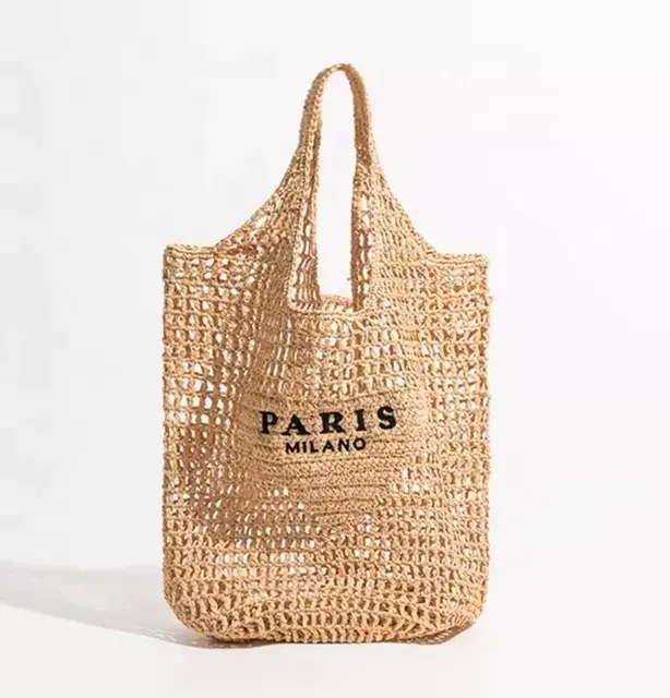 2022 Women Designer Brands Triangle Mark Brands Straw Raffia Bag Beach Holiday Dress Tote Bags Bolsos Playa Eco-friendly Bags