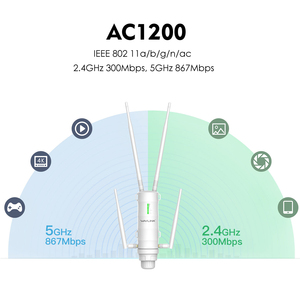 Wavlink 1200Mbps Repetidor WiFi para exteriores 2,4 GHz Amplificador de señal PoE Punto de acceso externo <span class=keywords><strong>Ponto</strong></span> de Acesso Repetidor - Product Image 2