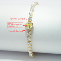 Bracelet tennis Starsgem 10K en diamant, bijoux fins, demi-cercle, diamant de laboratoire, diamant synthétique, bracelet tennis