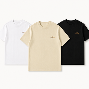 เสื้อยืดคอตตอนปักลายสีเบจสำหรับผู้ชาย น้ำหนัก 200 GSM แบบสั่งทำพิเศษ สำหรับขายส่งร้านบูติก GCC - Product Image 5