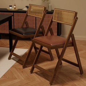 Foldable bar <b>stool</b>, modern minimalist style, solid wood bar <b>stool</b>, restaurant rattan back chair. - Product Image 2