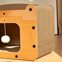 Grattoir à chat en papier écologique classique moderne de grande taille, maison à chat pliable à 1 niveau avec thèmes de Noël et d'Halloween, emballage en carton