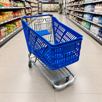 Chariot de courses pliable à 2 niveaux en acier DIKA DK-PT-4 avec roues pour utilisation en supermarché