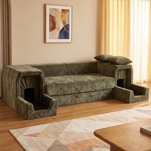 Sofá de Chenilla Verde Suave, Comprimido al Vacío, Impermeable, Resistente a Arañazos de Gatos, con Funda Lavable - Product Image 4