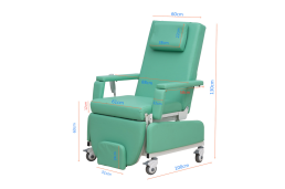 Klinik rumah sakit perawatan furnitur baja PVC beban Kulit 200KG kursi dialisis infus kemoterapi dapat disesuaikan dengan tiang IV - Product Image 6