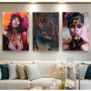 Tableaux d'art mural moderne noir et blanc avec <span class=keywords><strong>femme</strong></span> africaine <span class=keywords><strong>nue</strong></span>, impressions sur toile imperméable écologique pour salon - Product Image 2