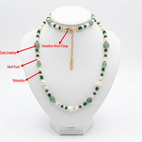 Delicado Collar de Perlas de Aventurina Verde, Regalo para Mujer, Gargantilla de Perlas de Concha para Mujer, Joyería