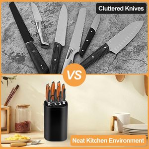 Kitchen Knife with <b>Plastic</b> Holder Stainless Steel Knife <b>Block</b> Set - Product Image 5