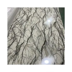 Pannello murale alternativo 3d interno lucido flessibile in pvc per interni in marmo laminas de pvc tipo marmol uv per TV sfondo