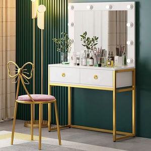 Miroir de maquillage éclairé avec tiroirs et cadre métallique — Poste de travail professionnel pour maquilleurs en salon, studio de beauté - Product Image 6