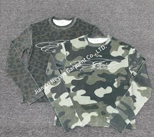 사용자 정의 와플 니트 스웻셔츠 풀 프린트 스트리트웨어 그래픽 면 대형 위장 열 긴 소매 셔츠 크루넥 남성 - Product Image 5