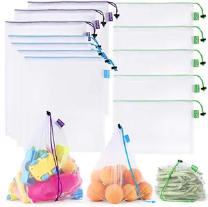Portable Drawstring Food Safe Heavy Duty Reusable Grocery Reusable Large Shopping Cotton produce Bag For Fruits, Vegetable