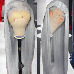 วิกผมยาวตรงยาวสีเทาเงินใหม่ผ้าคลุมศีรษะทำจากเส้นใยทางเคมีด้านหน้าสำหรับยุโรปและสหรัฐอเมริกาวิก<span class=keywords><strong>ทั้ง</strong></span>หมด - Product Image 2