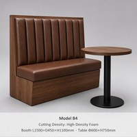 Ensemble de mobilier commercial en cuir pour hôtel, café, restaurant : banquette demi-courbe en marbre, table et chaises