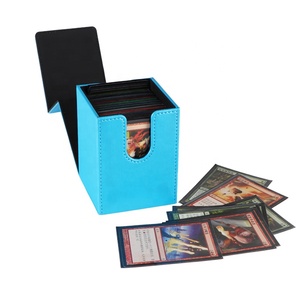 Boîte de cartes de jeu en cuir à impression personnalisée, diviseur de cercle en PU