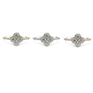 Custom Made Women's Classic 18k Solid White Gold Real Natural Diamond Flower <b>Cluster</b> Wedding Party Rings - Product Image 4