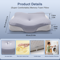 Oreiller en mousse à mémoire de forme en soie glacée de 65 cm, soutien cervical, oreiller orthopédique profilé pour la protection du cou, à récupération lente