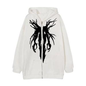 <span class=keywords><strong>Sweat</strong></span> à capuche <span class=keywords><strong>zippé</strong></span> oversize gothique pour homme, <span class=keywords><strong>sweat</strong></span>-shirt à capuche printemps-automne, sweats à capuche graphiques épine noire avec fermeture éclair en métal - Product Image 4
