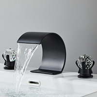 Robinet de baignoire cascade de luxe avec double poignée en cristal, robinet de baignoire mural doré, robinet de toilette doré pour baignoire