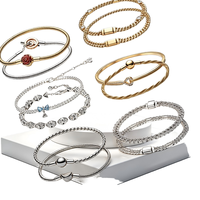 Bracelet ajustable pour femme en argent 925 plaqué or 18 carats avec breloque zircon multi-style, vente en gros d'usine de bijoux OEM ODM