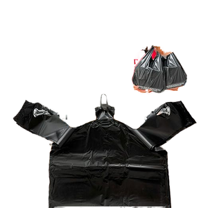 Venta directa de fábrica, tamaño estándar de supermercado, bolsa de camiseta negra de HDPE, superficie de grabado de plástico liso para comestibles al por menor - Product Image 1