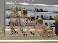 Bouteille d'Emballage Cosmétique en Verre Plat Dégradé Or Gris Givre Mat Blanc 50g 30ml 50ml 100ml 120ml