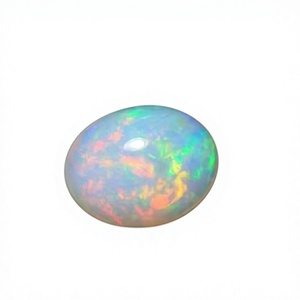 โอปอลรัฐราชสถานสีขาวธรรมชาติ AA 3 CT รูปทรงรีแบบคาโบชอง ตัดแบบไฟร์ฮาร์ท พลอยหลวม เกรดสูงสุด รับรองโดยบุคคลที่สาม - Product Image 1