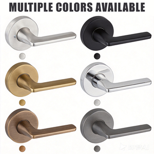 Poignée de porte droite minimaliste moderne TIANYI avec rosette ronde en acier inoxydable brossé, ensemble de serrure mécanique pour intérieur - Product Image 2