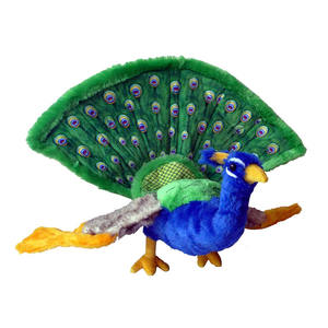 Z480 - Hermoso Peluche Realista de Pavo Real Azul con Cola Extendida, Juguete de Peluche para Decoración del Hogar, Muñecos Abrazables - Product Image 1