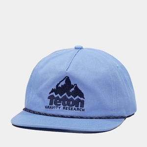 Gorra de Béisbol de 5 Paneles con Visera Plana y Cierre a Presión, Personalizable con Logotipo OEM, de Algodón Azul con Bordado y Cuerda - Product Image 1