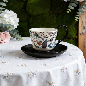 Ensemble de tasses à café de luxe à motifs floraux et papillons, tasses et soucoupes en céramique pour la maison, tasses à thé de l'après-midi, mugs vintage - Product Image 4