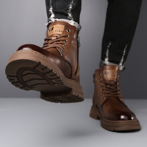 Autumn Winter <b>Men's</b> <b>Shoes</b> British Style Martin Boots High Top <b>Work</b> Boots Thick Sole Waterproof Non-Slip Hiking Boots for <b>Men</b> - Product Image 6