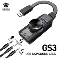 Tarjeta de Sonido USB Plextone, Tarjeta de Sonido Virtual 7.1ch, Tarjeta de Sonido de Audio USB GS3
