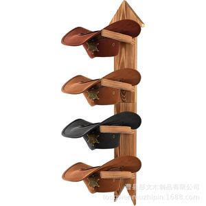 Wooden <b>Hat</b> Rack 4 Layers <b>Standing</b> Multi Layer Storage Organizer For Cowboy <b>Hats</b> Display Rack - Product Image 5