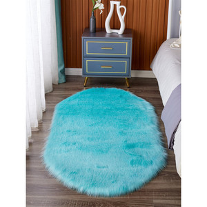 Alfombra Ovalada de Felpa Gris Claro, 1 Pieza, Color Sólido, Lavable a Máquina, para Dormitorio o Sala de Estar - Product Image 2